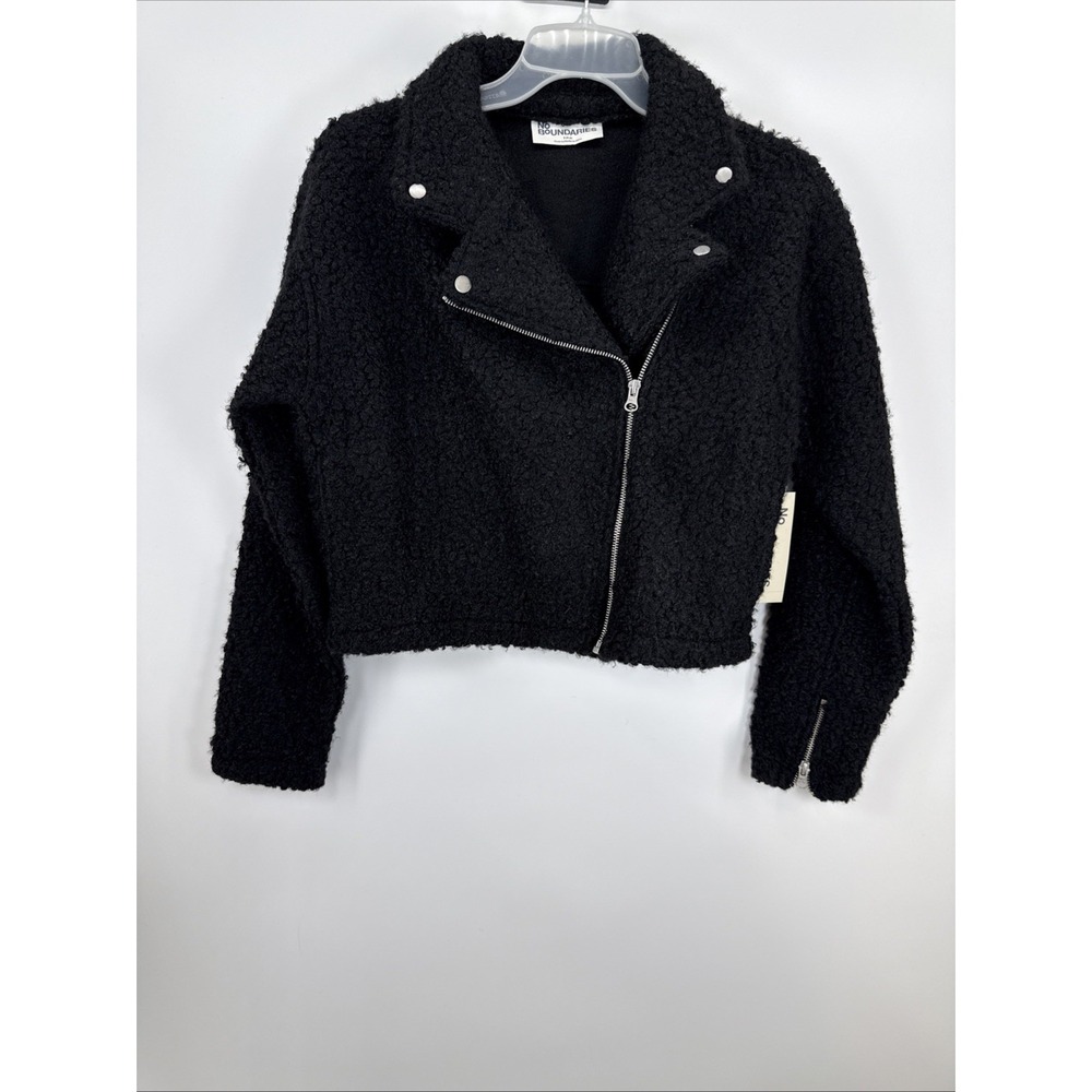 No Boundaries Asymmetric Zip Faux Shearling Moto Jacket S(4-6) NWT